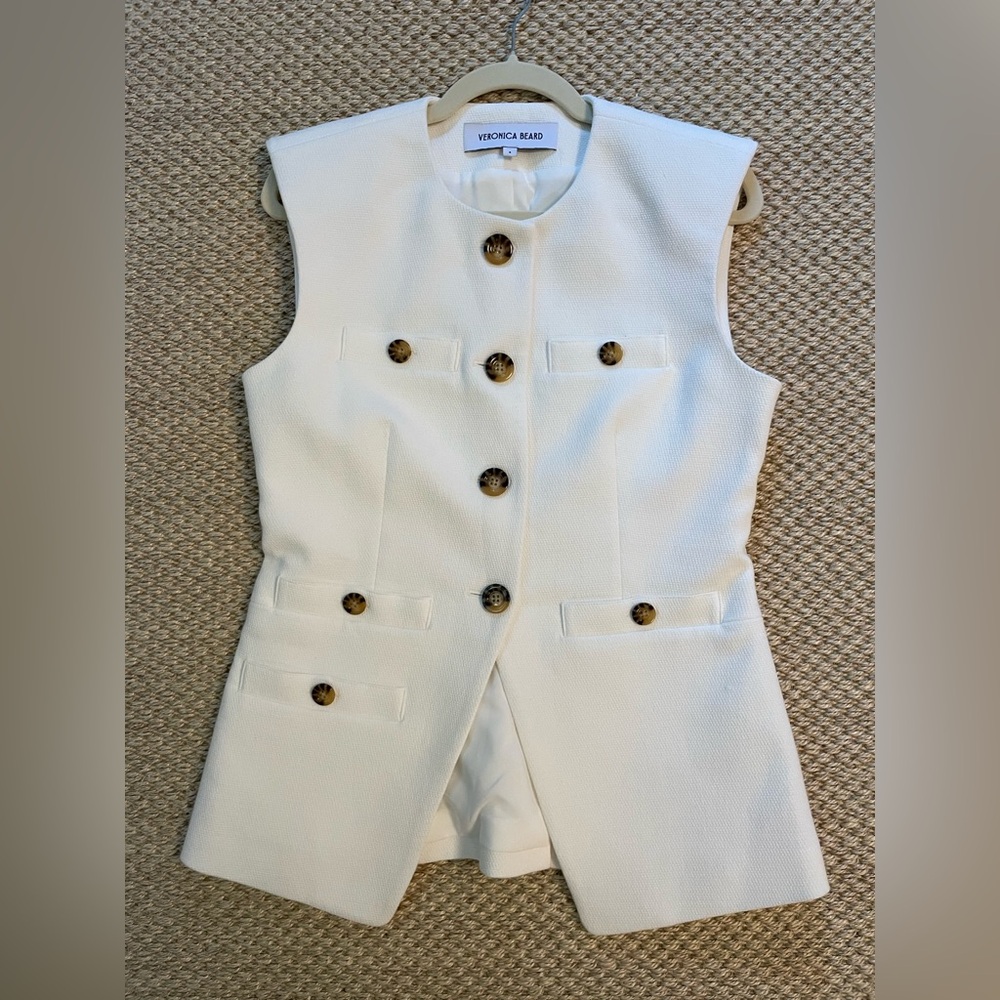 Veronica Beard Tamara Ivory Buttoned Vest 8 - Picture 3 of 8